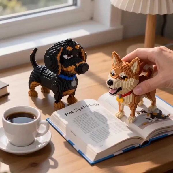 KNEW BUILT Dachshund Dogs Model Micro Mini Building Blocks Educational Recreation Toys for Shiba Inu Pet Lover Gifts and DecorJ260520