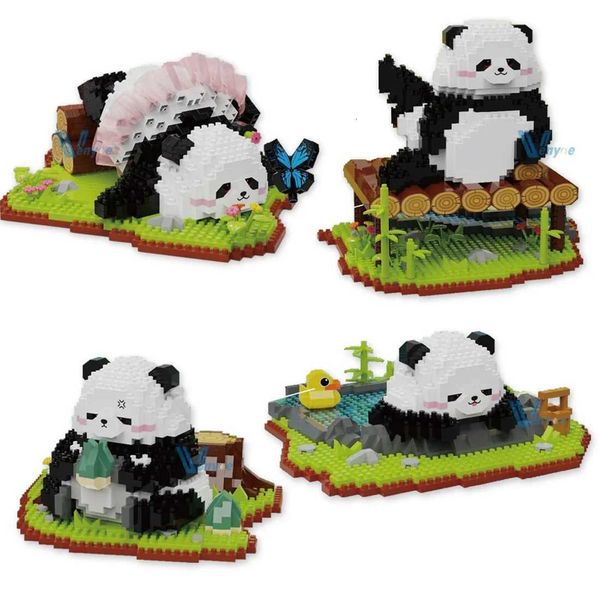3D Cute Panda Micro Building Blocks Assembled Scene Panda Model DIY Animal Mini Brick Figure Toys For Kids Decorations Gift M260520