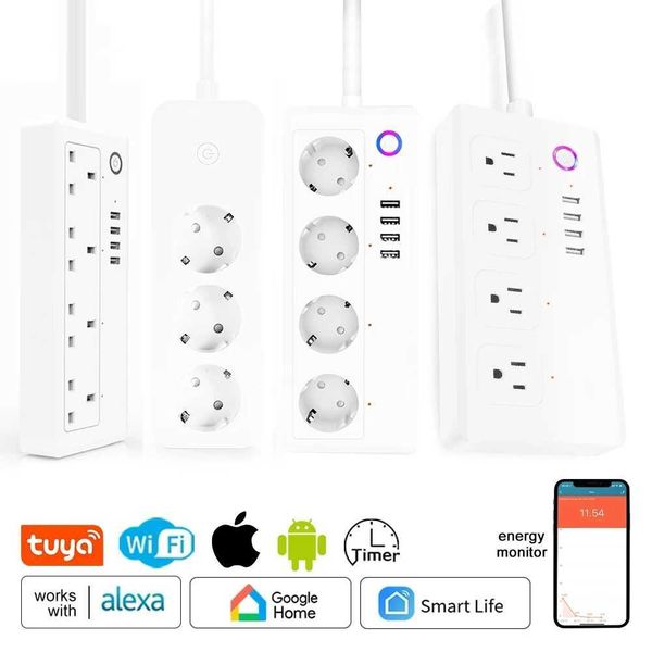 Smart socket WiFi Power Strip Multi Plug With 4 Plug 4USB Port Compatible With alexa google home Smart home Tuya Smart smartlife T260520
