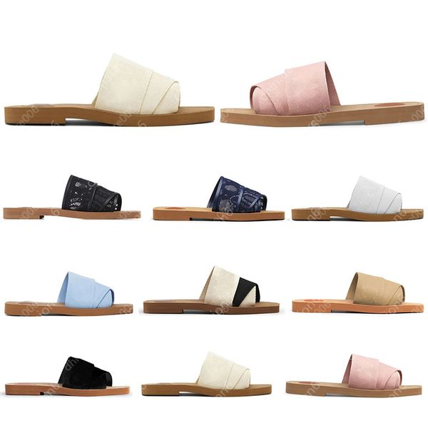 2026 Sandals Designer Women Slippers Woody Flat Mules Slides Mila Platform Soft Shoe Embroidered Linen High Heel Sandale Espadrille Wedge Classic Sliders
