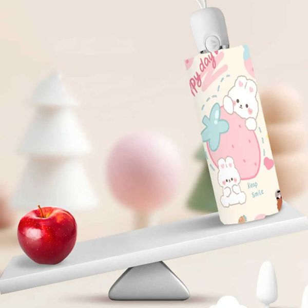 graffiti Fully automatic rabbit sun and rain dual-use umbrella sun protection portable small sun umbrella student umbrella C260520 Z260606