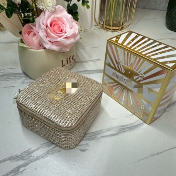 Christmas-Themed Cosmetics Case with Golden Lining for Necklaces Earrings