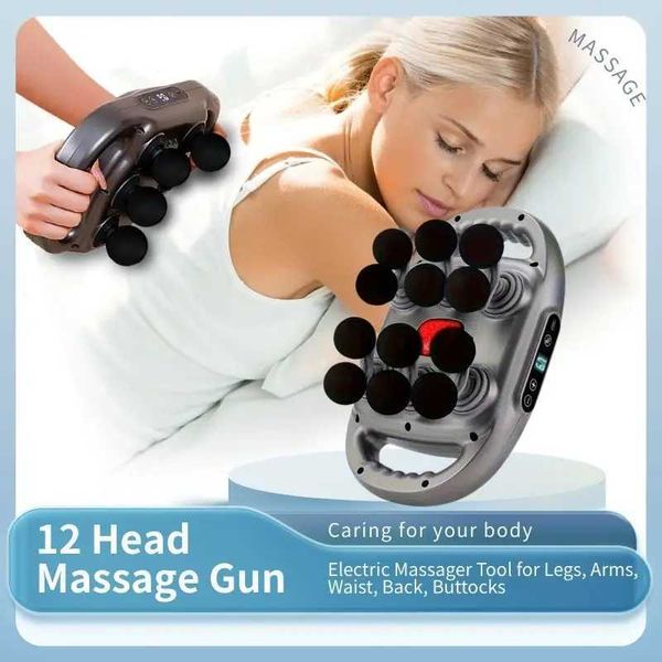 12 head massage gun deep tissue impact massager suitable for the back shoulders legs and feet - silent handheld massage dev T260520