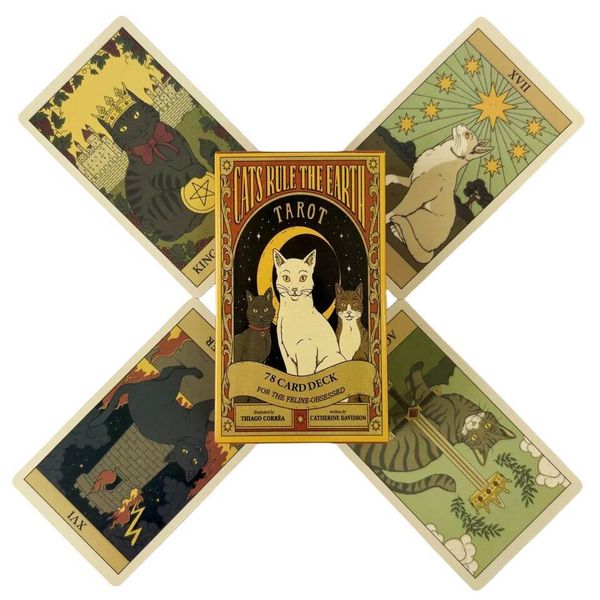 Cats Rule The Earth Tarot Cards A 78 Deck Oracle English Visions Divination Edition Borad Playing Games