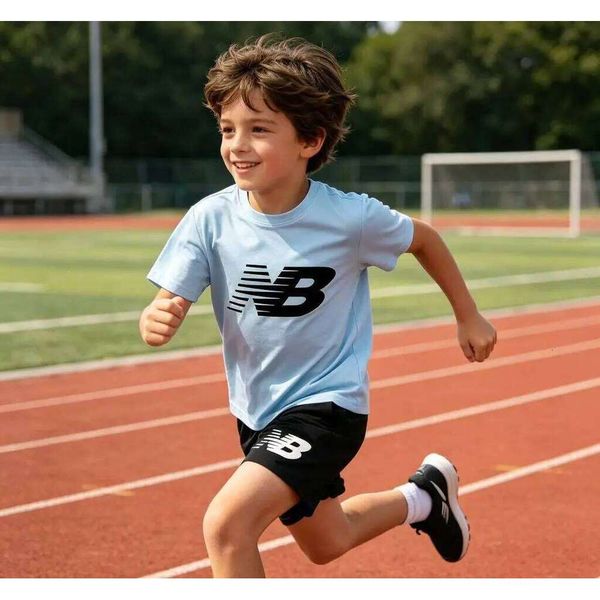 Children's Sports White T-shirts Short-sleeved Shirts and Shorts Sets Boys Girls Clothing Suitable for Children Aged 3 to13 26Y0521