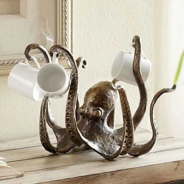 1pc Octopus Sculpture Cup Holder Octopus Home Resin Ornament Living Room Garden Landscape Aquarium Resin Decoration Ornament L260521