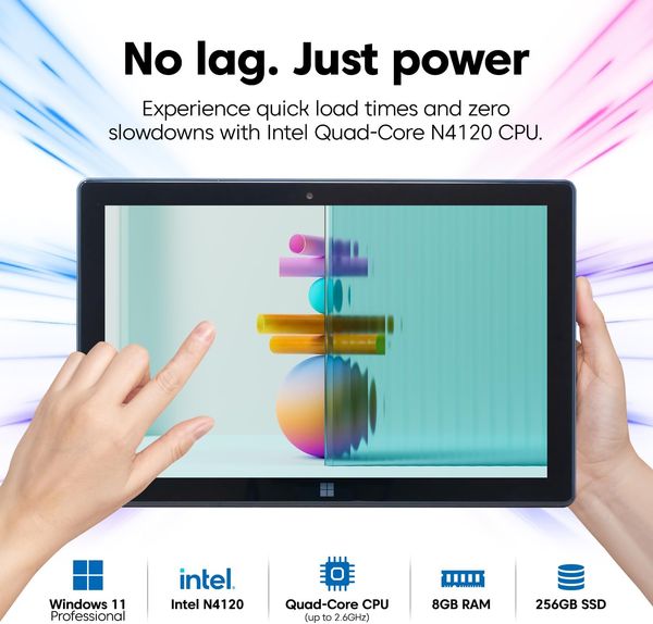 Fusion5 Built in USA 10.1 Windows 11 Professional Full HD Tablet PC 8GB RAM 256GB SSD, Ultra Slim, Intel Quad-Core, 10 Inch Windows Tablet, USB, HDMI with Accidental Damage