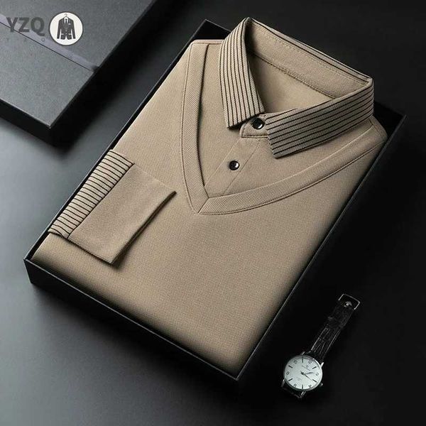 Mens Casual Fashion Long Sleeve Solid Color Shirt 2025 Business Versatile Top All Season Fake Two-Piece Z260521