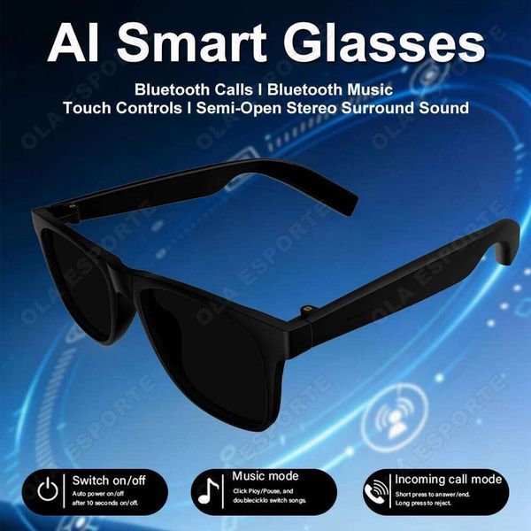 New Smart AI Voice Assistant Intelligent Bluetooth Call Glasses Touch Headset Real-time Sunscreen Sunglasses Man Women