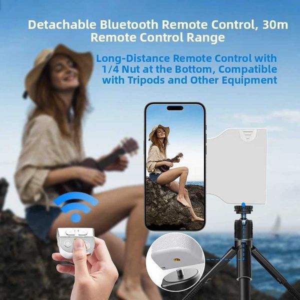 PH-80 Magnetic Camera Grip with Remote Shutter Fill Light Remote Control Handle Universal for Phones T260521645F