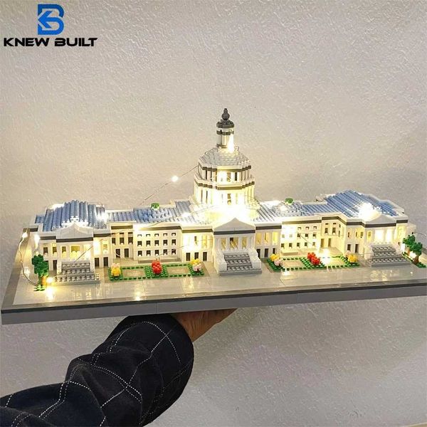 Knew Built Capitol Micro Mini Building Block Toy with USB LED Dazzling Architectural Educational Decorative Novelties M260520