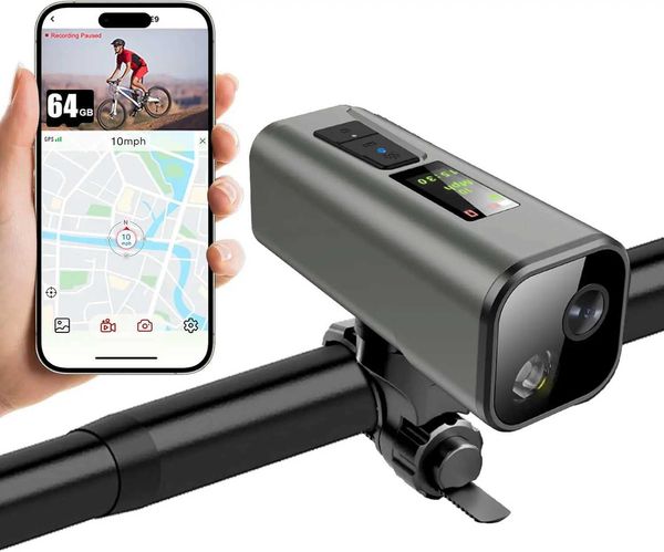 4K G Bike Camera with Headlight Cycling Computer Speedometer Sport Action DV 64GB APP Control IP65 Waterproof T260521