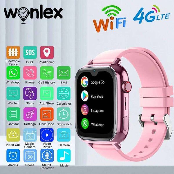 Wonlex 4G Watch Kids GPS Wifi Location Kt34 Video Call SOS Alert Tracker Monitor Google Store Game Children's Smart Watch 2025 Smart Glasses