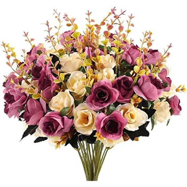 Wedding Rose Artificial Flower Floral Grave Home Party 1 Bunch Bouquet Decor Fake Flower Home Wedding Decoration Accessories L260522