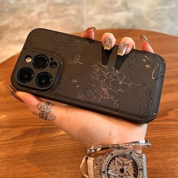 High Quality Phone Case For iPhone 16 15 13 12 14 Pro Max Plus Luxury Leather Lens protection Cover For iPhone 14 15 16 Pro maxJ260522
