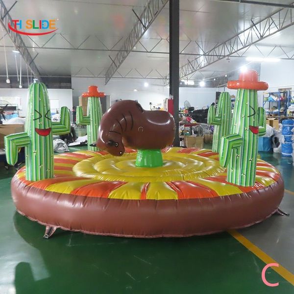 Outdoor activities Inflatable Manual Human Bull Riding Sport Games Pull bull rocking rides game for kids adults
