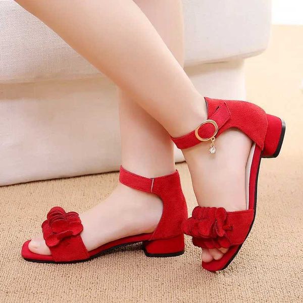 Children Princess Shoes for Wedding Party Summer Chic Girls Causal Flower Sandals Fashion Open-toe Kids Low-heels Dress Sandals C2605221