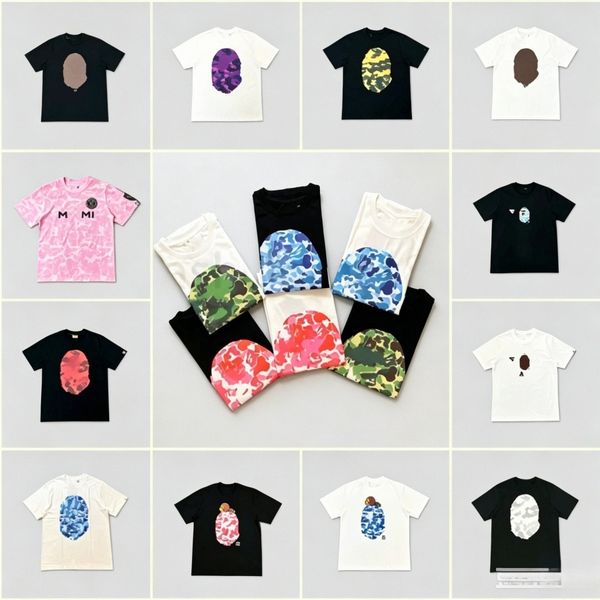 bapelystshirts Men's T-Shirts Designer Tees Side Summer tshirt Double Sided Camouflage Shark Tshirts Graphic Colourful Cashew Lightning Cotton Shirts V1KH#