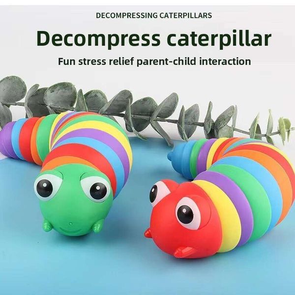 Colorful Mini Fidget Slug Caterpillar Toy 360° Bendable Finger Sensory Toy Educational Hand-Eye Coordination Stress Relief Toy Kids Boredom Vent Party Favor Gift