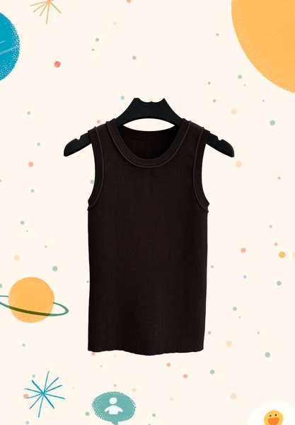 Knitted Fitted Vest For Ladies Featuring U-Shaped Collar & Logo-L