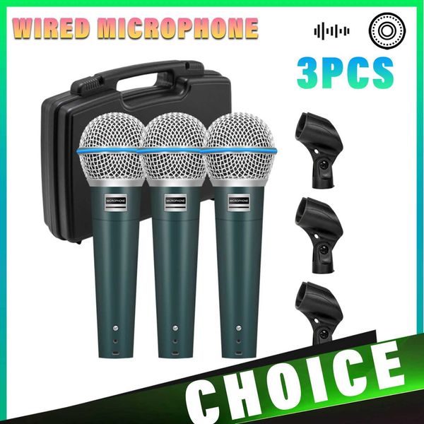 3pcs BT58 Professional Super-Cardioid Dynamic Wired Microphones Set with Suitcase for Karaoke Live Vocals Stage Performance T260525