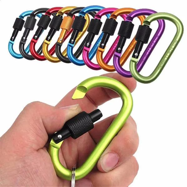 2026 New Aluminum Carabiner Clips outdoor With Screw Gate 75Mm Diameter Hiking Outdoor Camping Equipment Safety Dlock Clip Hooks Lightweight Camping Ge Royal Pop