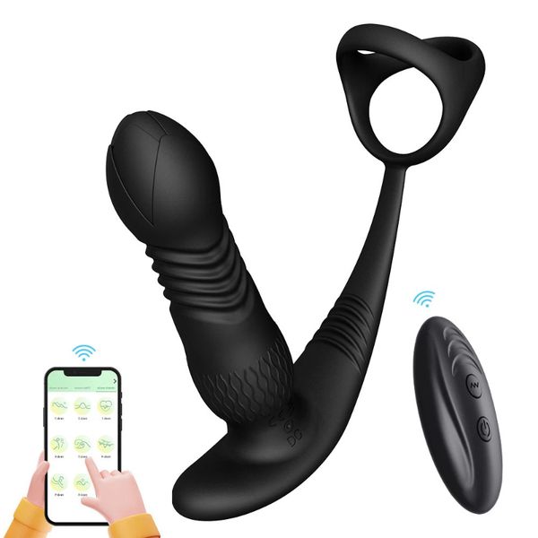 APP Remote Control Telescopic Prostate Massager for Men & Women 10 Vibration 5 Telescopic Modes Waterproof Butt Plug Sex Toy