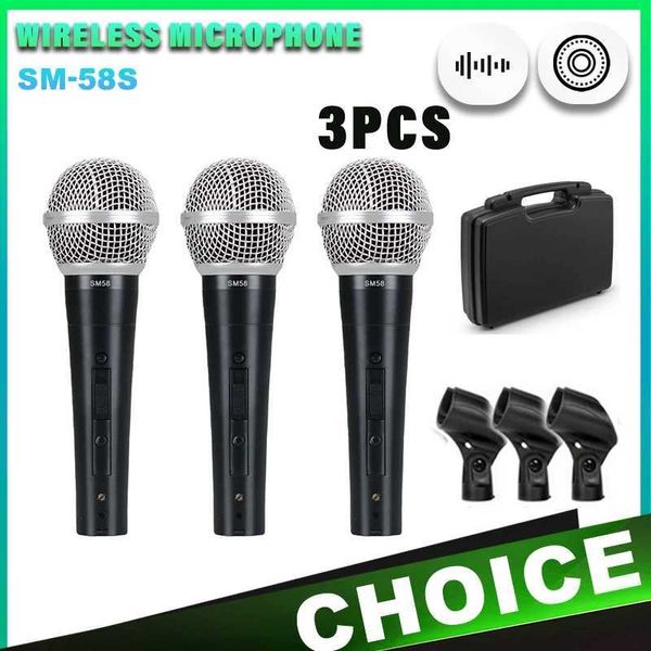 3PCS Sm58switch Wired Microphone With Clips Suitcase Cardioid Dynamic Microphone For Stage Singing Karaoke BBOX REC T260525