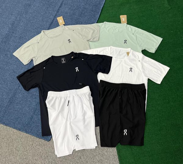 Men T-shirt sports suit designer tee men quick drying Tshirt short sleeved shorts fitness jogging outdoor sports suit tshirt set