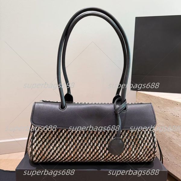 26s Designer Baguette Bags for Women Small Shopping Bag Tweed Genuine Leather Handbags Luxury Shoulder Bags Black Purse 2026 Trends