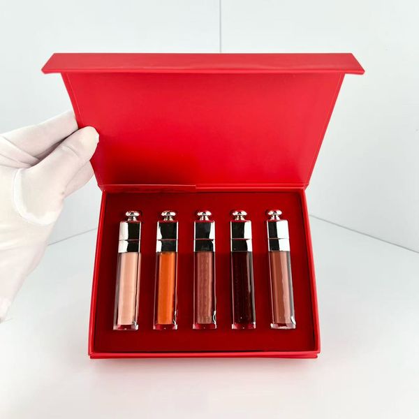 Luxury 5Pcs/Set Top Quality Luxery Brand Maximizer Gloss Set Long Lasting Moisturizing Lip Glow Kit Non Sticky Plumping maquillaje Liquid Lipstick Shiny Gloss