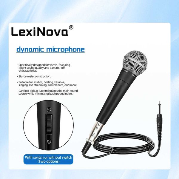 Cardioid Metal Wired Microphone Dynamic Mic With Switch For Karaoke Recording Singing Live Vocal Performance Professional Stage T260525