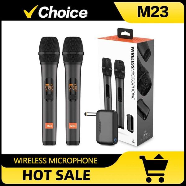 Wireless Microphone M23 UHF 2 Channel Karaoke System With Rechargeable Receiver Cordless Handheld Mic For Church Party Speaker T260525