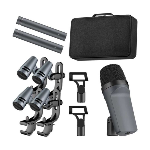 Instrument Microphone 608 7-Piece Wired Drum Mic Kit Dynamic Kick Bass Tom/Snare Cymbals Use For Drums Vocal Band DJ Stage Inst T260525