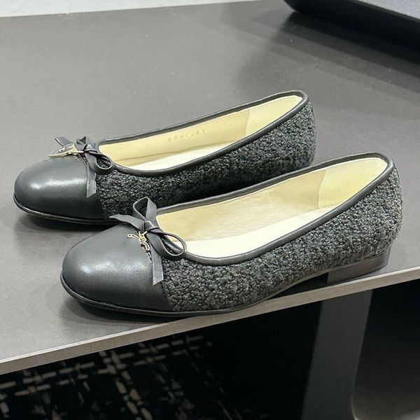 Ladies Travel Bow Lace Ballerinas Womens Fashionable Flat Bottomed Mary Jane Shoes Designers Classic Casual Mule Shoes Genuine Leather Outsole Sizes 35 41