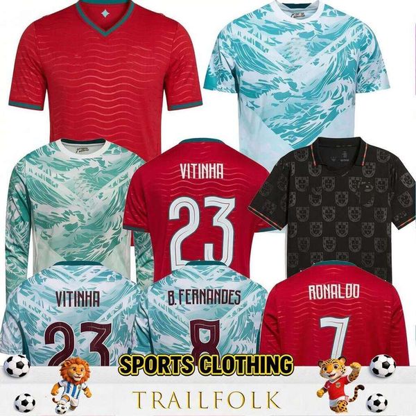 25 26 Portugal Soccer Jerseys FERNANDES Portuguesa 2026 Football Shirts Men Kids Kit B.FERNANDES JOAO FELIX long sleeve fans player version BERNARDO