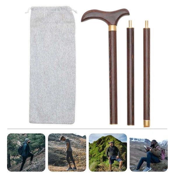 1Pc Mountaineering Stick Wooden Cane for Trekking Outdoor Walking Travel Alpenstock Portable Pole Rosewood Hiking Support 87cm W260526
