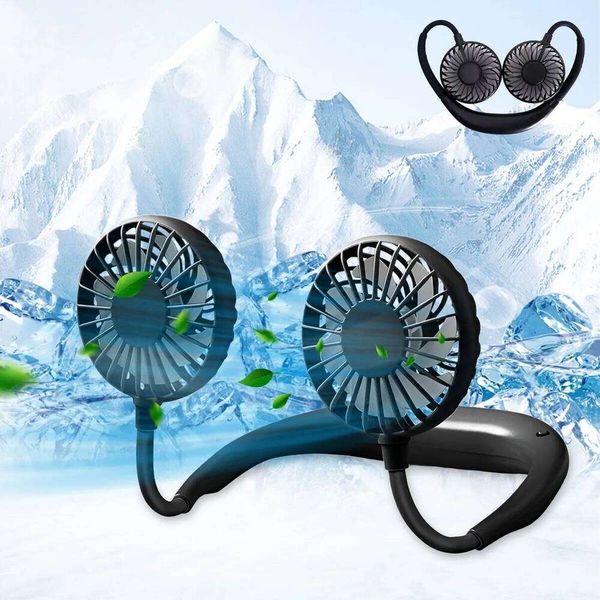 Portable Hanging Fans 3-Speed Adjustable Neck Dual Fan USB Rechargeable Home OfficeOutdoor Travel 26L0526