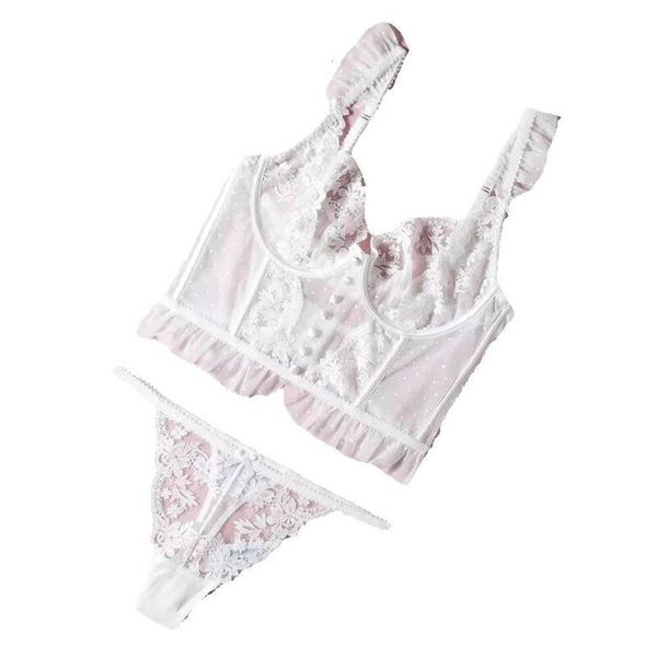 2026 New New Lace Embroidery Flowers French Women's adult toys Underwear Sexy Push Up Bra Romantic Wedding White Lingerie Bras And Panties Set 015