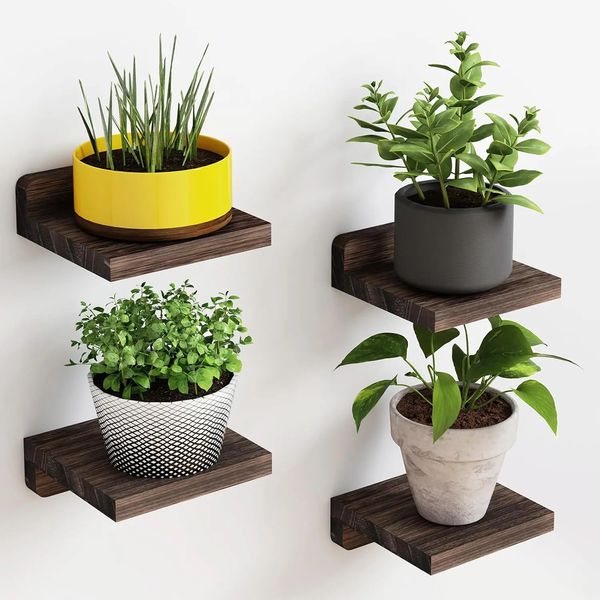 4Pack Small Floating Shelves for Wall Wood Shelf 5 Inch Display Ledges Room Decor Mini with 2 Types of Installation 260527