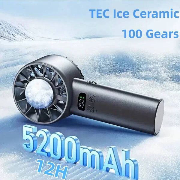 5200mAh Portable Mini Handheld with LED Display Semiconductor Refrigeration 100 Speeds USB Rechargeable Battery Outdoor Fan ddmynov ddmynov