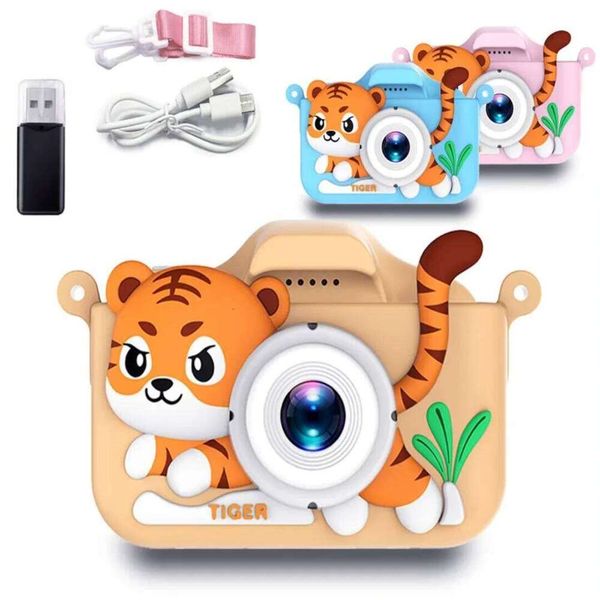 Kids Mini Cartoon Tiger Toys for Girls Boys Birthday Gifts 1080P HD 2inch Screen With 32G SD Card Record Life Camera J260527