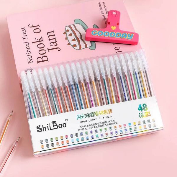 12-60 Color Glitter Gel Metallic Ink Sparkle Colored Set Multi-Functional Pen For School Supplie Drawing