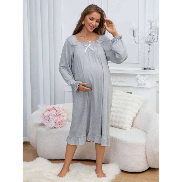 Women's Sleeve Nightdress Stretchy Fabric Long Fall Winter Comfortable Perfect Casual Maternity Dress