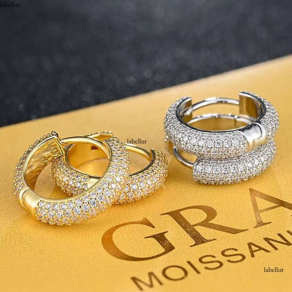Luxurious Simple Boutique Jewelry Shiny Iced Out VVS Sterling Sier Moissanite Unisex Earrings