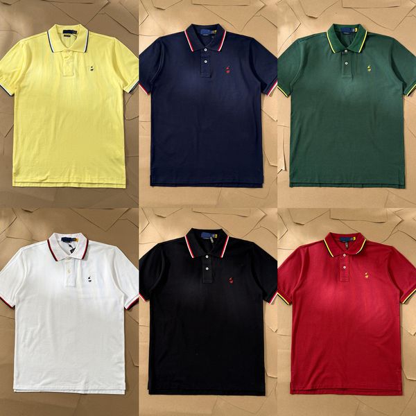 Polos Lapel Mens Tshirt small horse embroidery Tees classic Streetwear trim collar men's POLO shirt business casual Business Lapel pony short-sleeve T-shirt a5