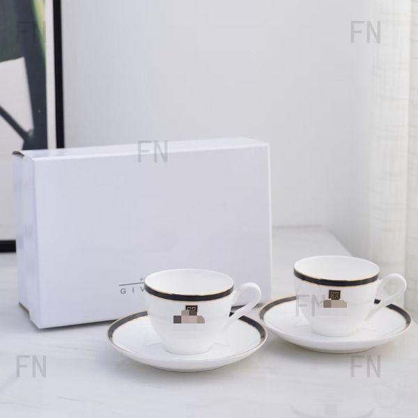 Light Luxury Grape Print Bone China Cup and Saucer Set, Gold Trim White Porcelain Coffee Cup with Gift