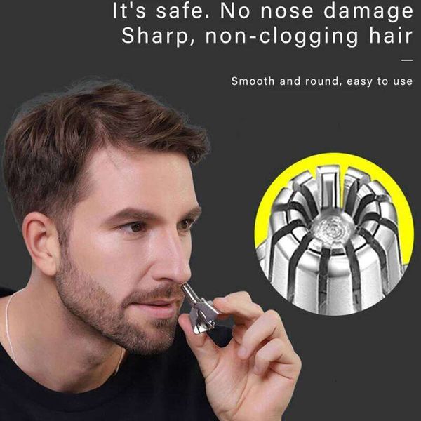 Stainless Steel Nose Hair - Manual Reusable Trimmer for Men & Women, Washable with Cleaning Brush W260528