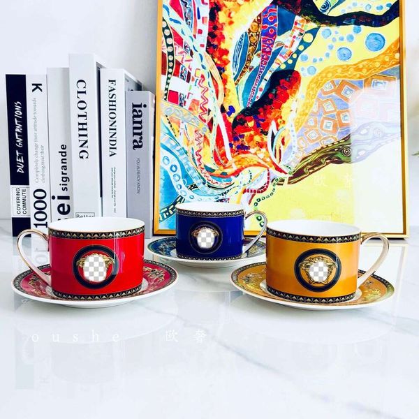European Style Gold Trim Bone China Afternoon Tea Set, Large Baroque Coffee Cup & Saucer, Black Tea Cup