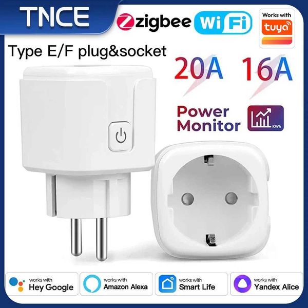 TNCE Tuya EU Plug Zigbee WIFI 16/20A Smart Socket outlet type CEF Power Monitor adapter Voice with Alexa Google Home Alice Z260528
